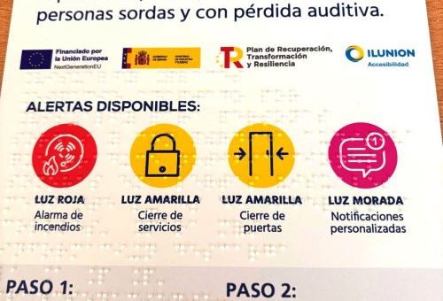 Cartel de instalación en el albergue de Visualify Places con texto informativo